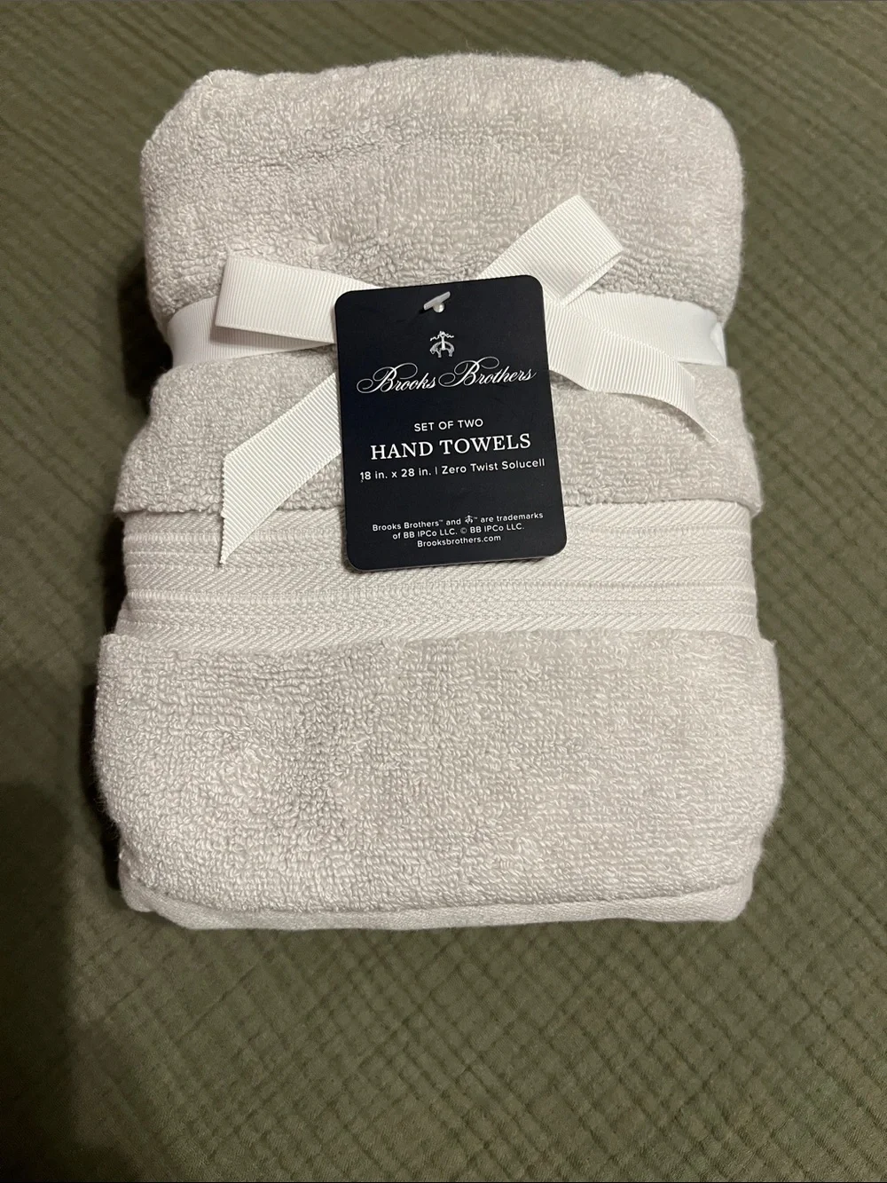 Brooks Brothers lot of 2 Premium Turkish Cotton gray Hand towels New
